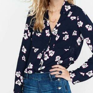 Express Portofino Dark Blue Floral Print Shirt